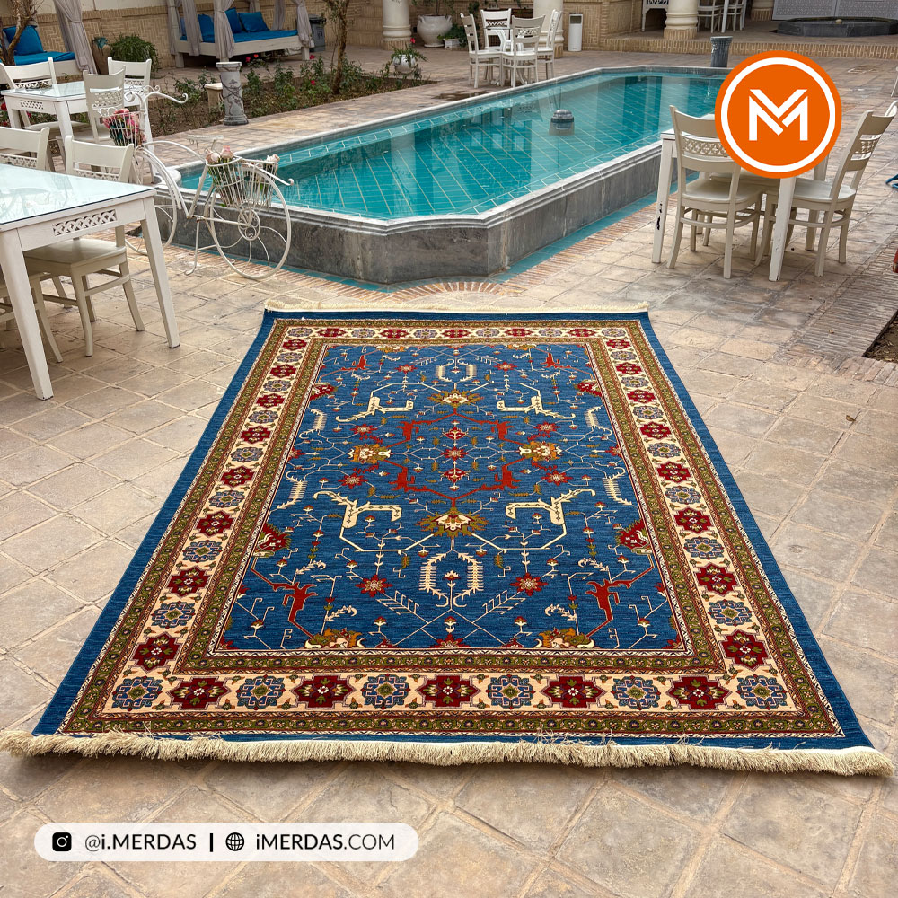 فرش گبه کد 119 قشقایی زمینه آبی نفتی